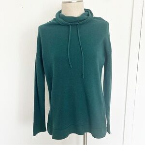 J. Jill Pure Jill Cowl Neck‎ Dark Green Waffle Knit Oversized Tunic Sweater XS